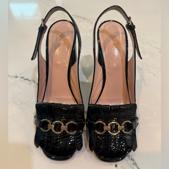 Kate Spade NY Caileen Kiltie Patent Leather Chunky Block Heel Slingback Pump - Picture 9 of 12